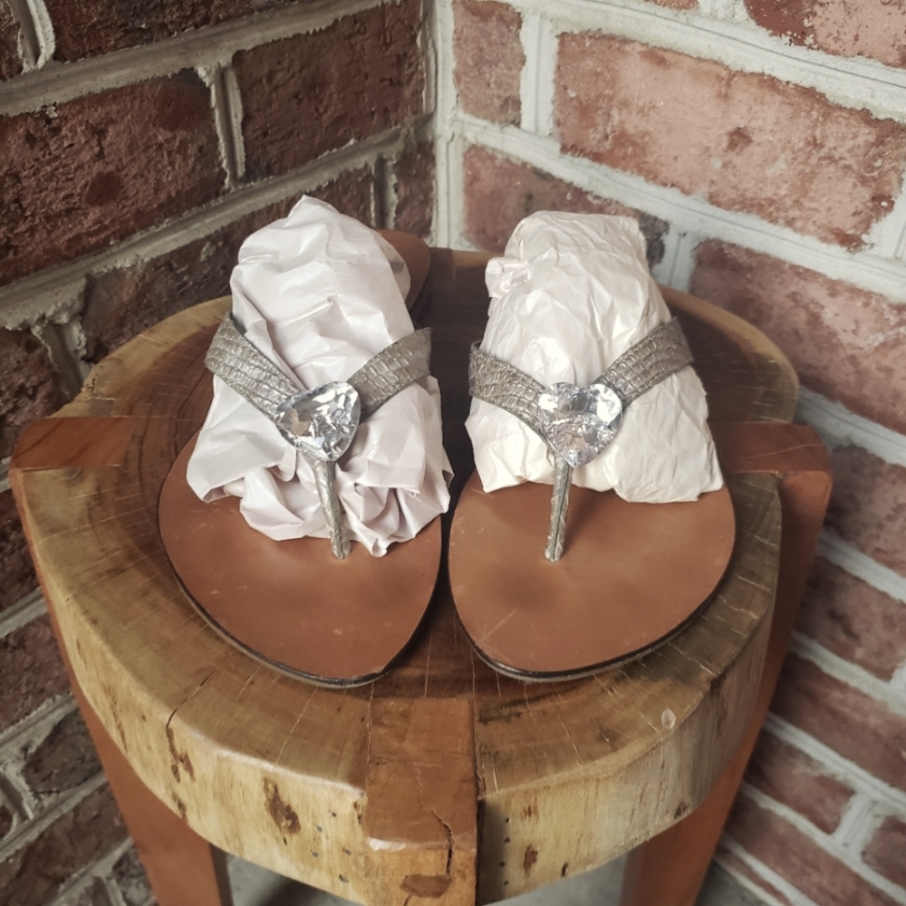 C. Santana Grey Snake Skin Print Jeweled Sandal *SANDAL DEAL: 1/ $15 OR 2/ 25$!*